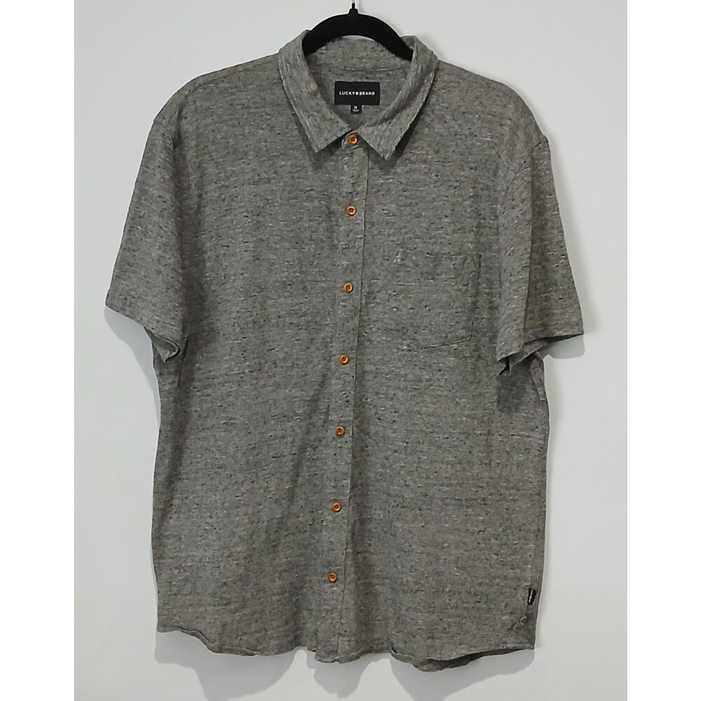 Lucky Brand Short Sleeve Button Up Shirt. Gray. Men Size  Extra Large